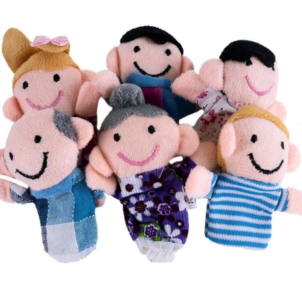 Finger Puppets - Mini Grandparents, Mom & Dad, Brother & Sister - 6 Piece - NWT